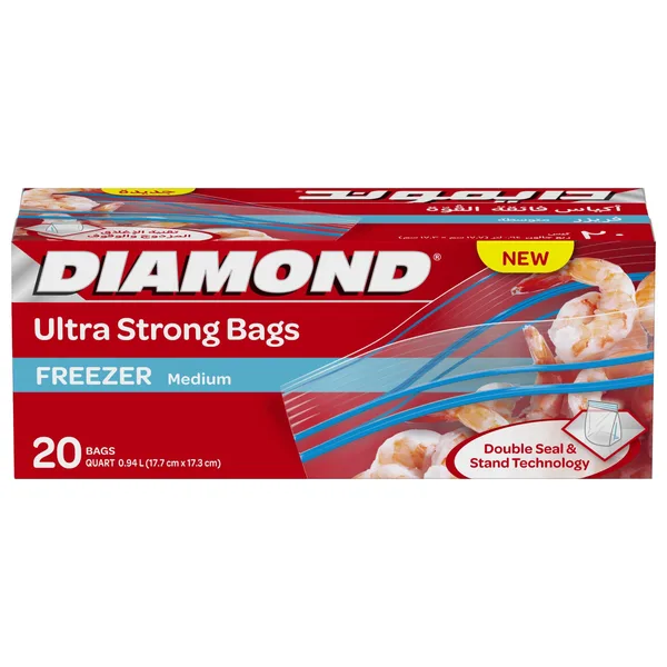 Diamond Ultra Strong Freezer Medium Zipper Bags Oxo-Biodegradable Size 17.7 cm x 17.3 cm 20 pcs (3)