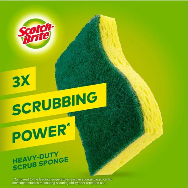 Scotch Brite Heavy Duty Scrub Sponges Size 114mm x 68mm x 15mm 3 pcs (3)