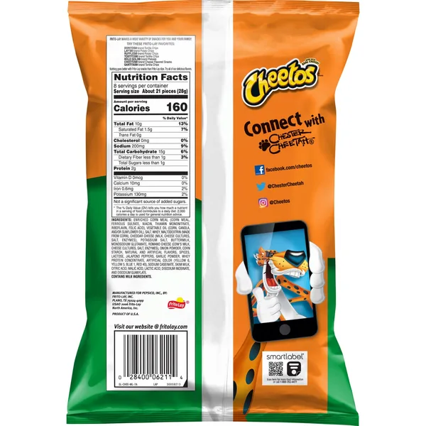 Cheetos Cheddar Jalapeno Crunchy Cheese Flavored Snacks 8 oz (2)
