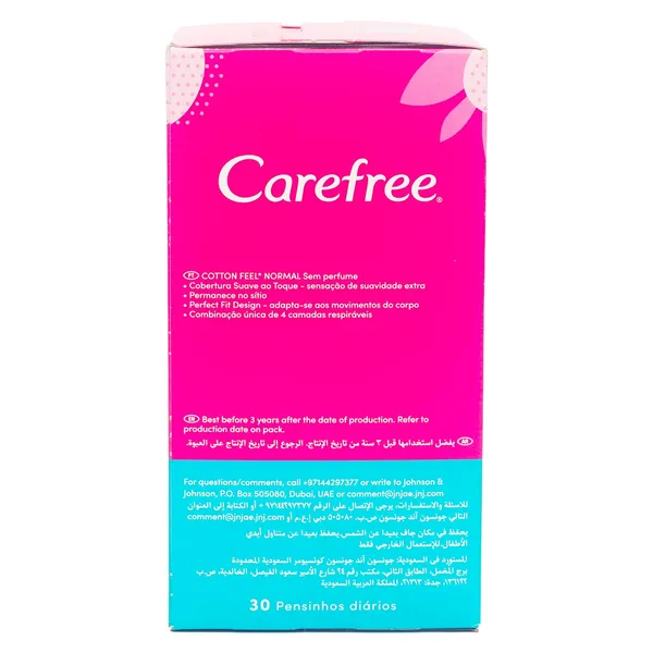Carefree Cotton Feel Perfume Free Breathable Pantyliners 30pcs (2)
