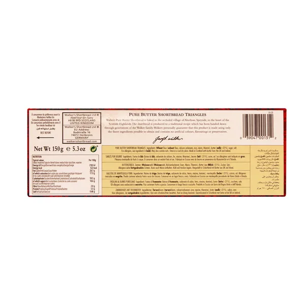 Walkers Pure Butter Shortbread Triangles 150 g (4)