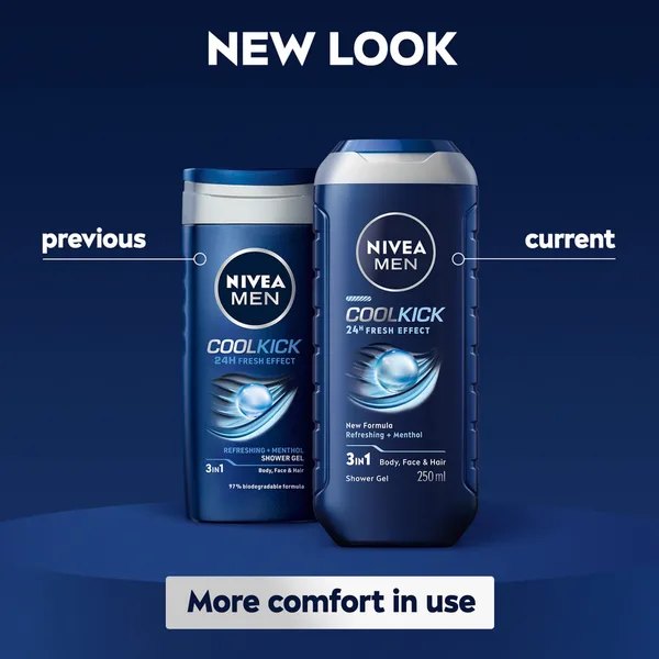Nivea Men Cool Kick Shower Gel 3in1 Body Wash 250 ml (8)