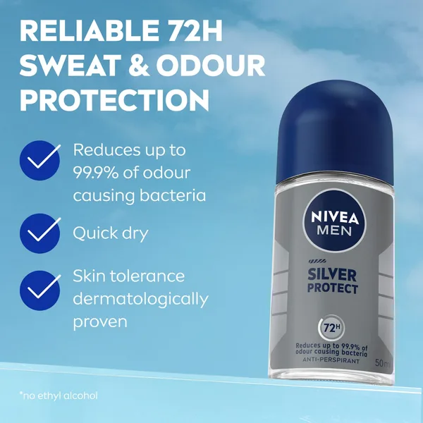 Nivea Men Silver Protect Antiperspirant for Men Antibacterial Protection Roll-on 50 ml (2)