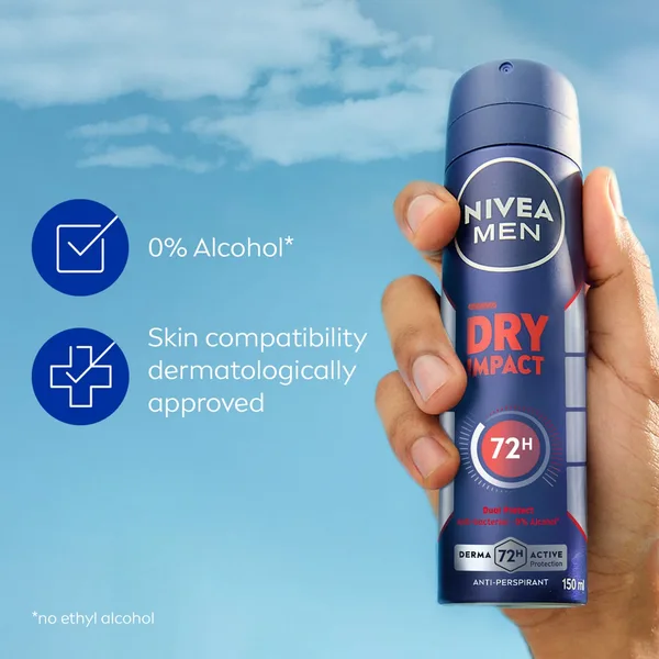 Nivea Men Dry Impact Anti-Perspirant Deodorant for Men with 72H Protection Spray 150 ml (2)