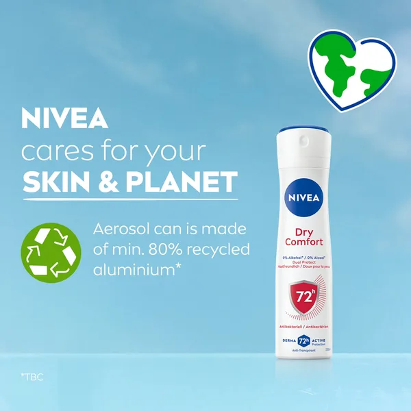 Nivea Dry Comfort Deodorant Spray for Women 72H Sweat & Odour Protection Quick Dry 150 ml (6)