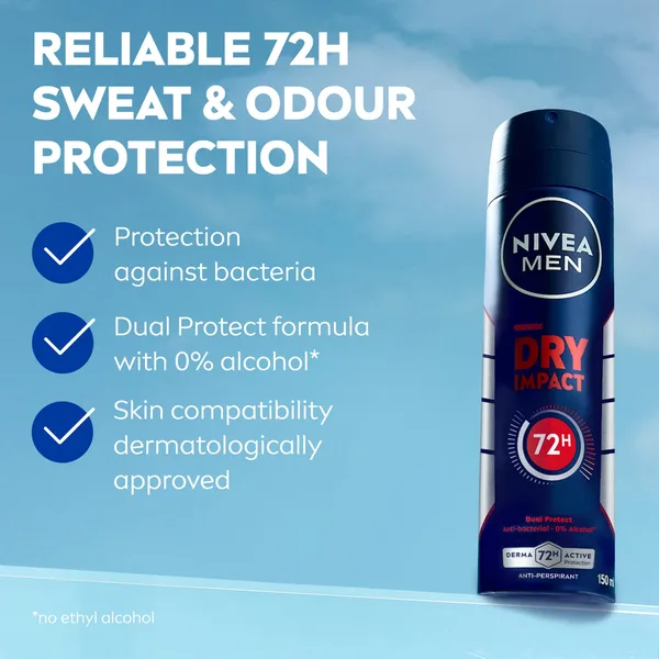 Nivea Men Dry Impact Anti-Perspirant Deodorant for Men with 72H Protection Spray 200 ml (2)
