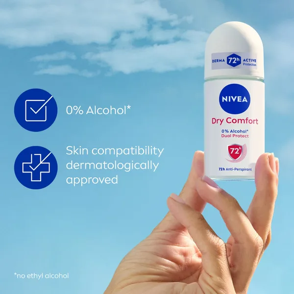 Nivea Dry Comfort Antiperspirant Roll-On for Women 72H Odour Control 50 ml (6)