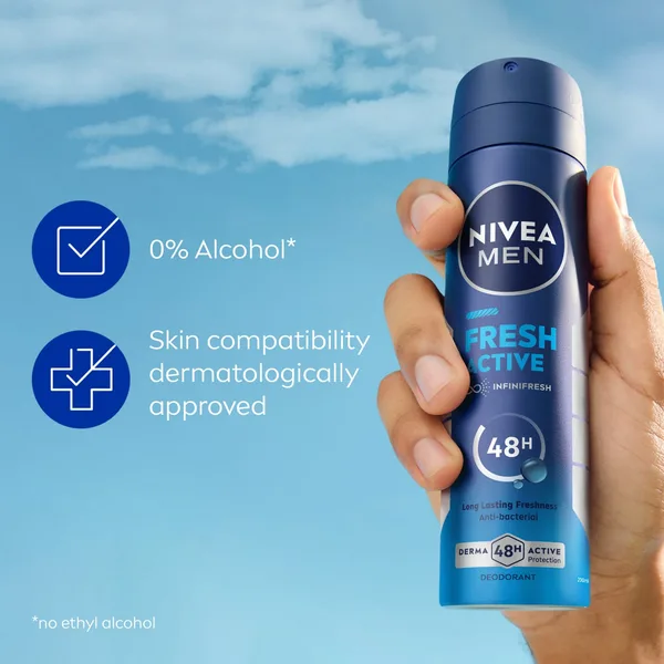 Nivea Men Fresh Active Antibacterial Deodorant Spray for Men 48H Active Protection 200 ml (3)