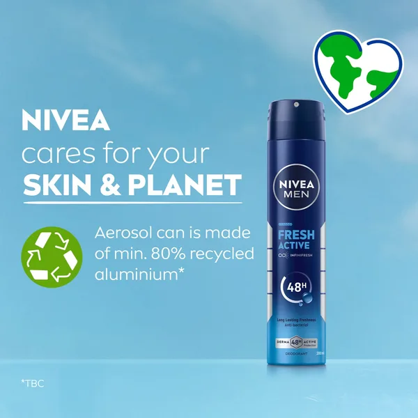 Nivea Men Fresh Active Antibacterial Deodorant Spray for Men 48H Active Protection 200 ml (7)
