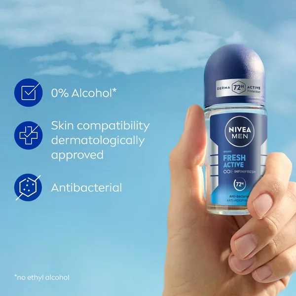 Nivea Men Fresh Active Antibacterial Deodorant Roll-on for Men 72H 50 ml (3)