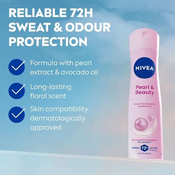 NIVEA Pearl & Beauty Antiperspirant Deodorant for Women 72H Active Protection Spray 150 ml (2)