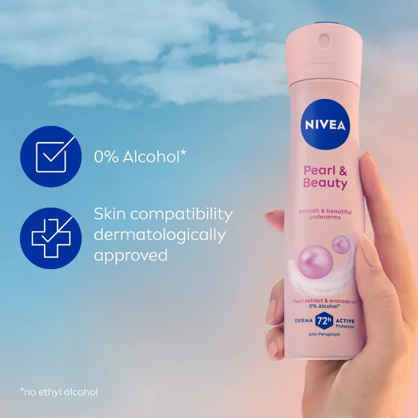 NIVEA Pearl & Beauty Antiperspirant Deodorant for Women 72H Active Protection Spray 150 ml (4)