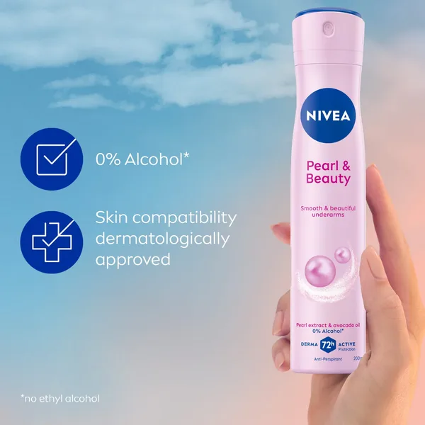 Nivea Pearl & Beauty Antiperspirant Deodorant for Women 72H Active Protection Spray 200 ml (3)
