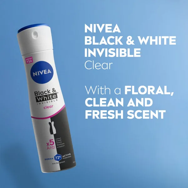 Nivea Black & White Invisible Antiperspirant Deodorant Spray for Women Clear 72H Active Protection 200 ml (3)