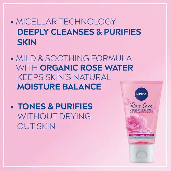 Nivea Rose Care Micellar Cleansing Face Wash with Organic Rose Water 150 ml (3)