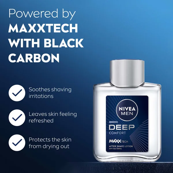 Nivea Men DEEP After Shave Lotion Antibacterial Formula with Black Carbon & Woody Scent 100 ml (3)