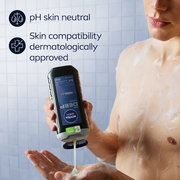 Nivea Men DEEP Shower Gel 3in1 Body Wash with Micro-Fine Clay & Woody Scent 250 ml (4)
