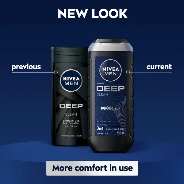 Nivea Men DEEP Shower Gel 3in1 Body Wash with Micro-Fine Clay & Woody Scent 250 ml (7)