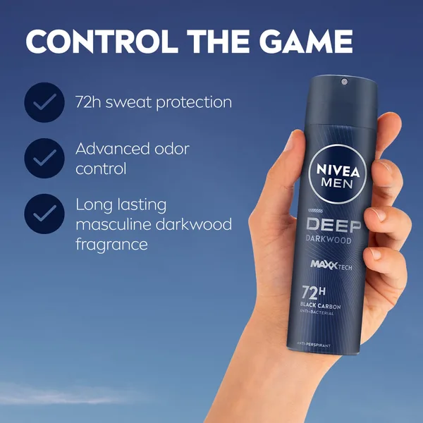 Nivea Men Deep MaxxTech Darkwood Spray with Black Carbon 72H Odor & Sweat Protection 200 ml (2)