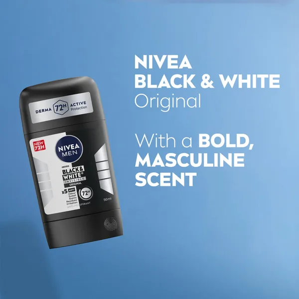 Nivea Men Black & White Invisible Antiperspirant Deodorant Stick Original 72H Active Protection 50 ml (4)