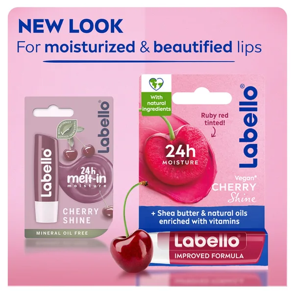 Labello Lip Balm Cherry Shine 24H Melt-In Moisture with Shea Butter and Natural Oils 4.8 g (7)