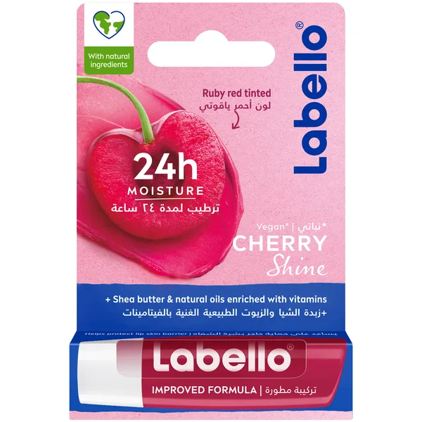 Labello Lip Balm Cherry Shine 24H Melt-In Moisture with Shea Butter and Natural Oils 4.8 g (8)