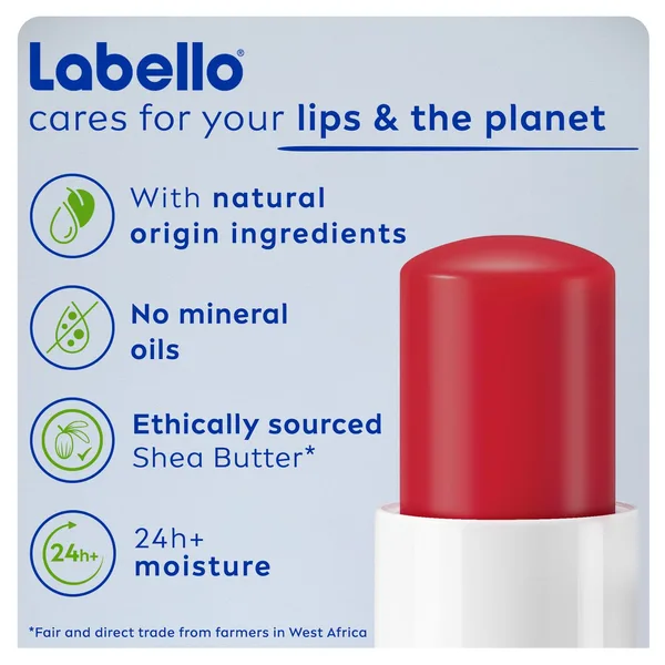 Labello Lip Balm Strawberry Shine 24H Melt-In Moisture with Shea Butter and Natural Oils 4.8 g (6)