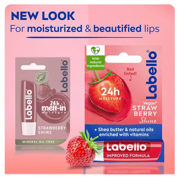 Labello Lip Balm Strawberry Shine 24H Melt-In Moisture with Shea Butter and Natural Oils 4.8 g (7)