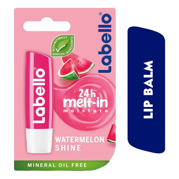 Labello Lip Balm Watermelon Shine 24H Melt-In Moisture with Shea Butter and Natural Oils 4.8 g