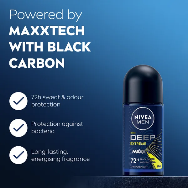 Nivea Men Deep Extreme MaxxTech Roll-On with Black Carbon 72H Odor Protection 50 ml (2)