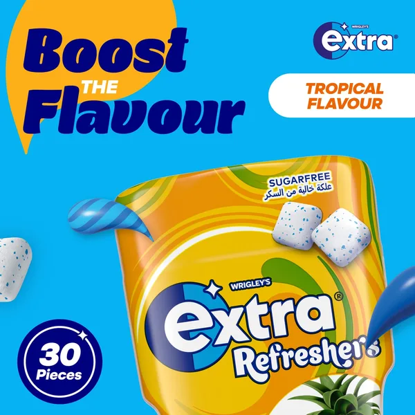 Wrigley's Extra Refreshers Sugar Free Tropical Chewing Gum 30 pcs 67 g (2)