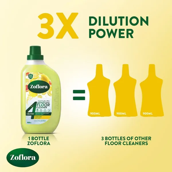 Zoflora Lemon Zing 4in1 Disinfectant Floor Cleaner 900 ml (6)
