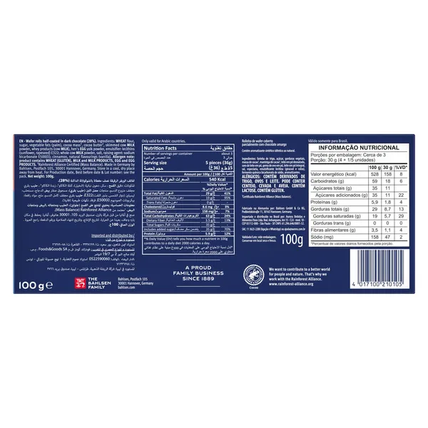 Bahlsen Dark Waffleletten Choco Wafer Rolls 100 g (2)