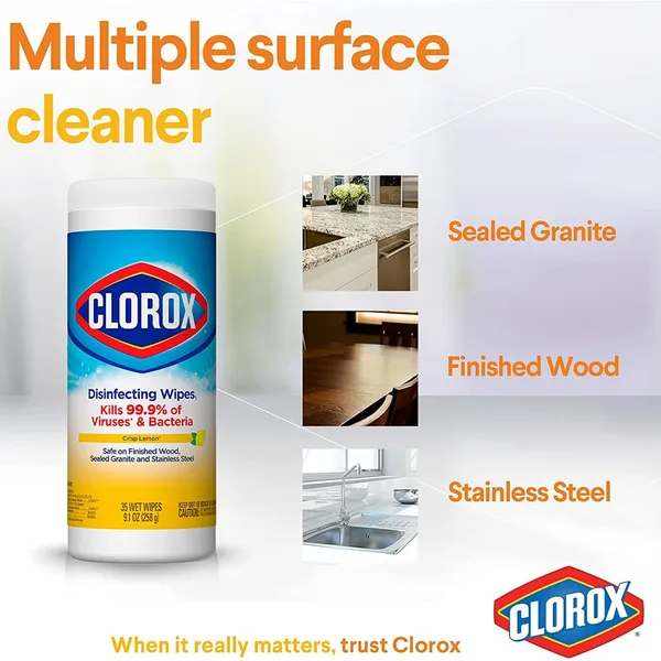 Clorox Disinfecting Wet Wipes Crisp Lemon Bleach Free 35 pcs (3)