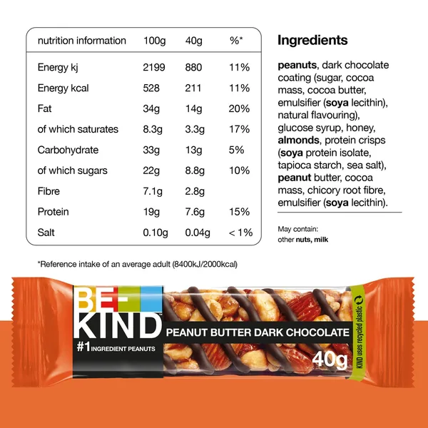 Be-Kind Peanut Butter Dark Chocolate Bar 40 g (3)