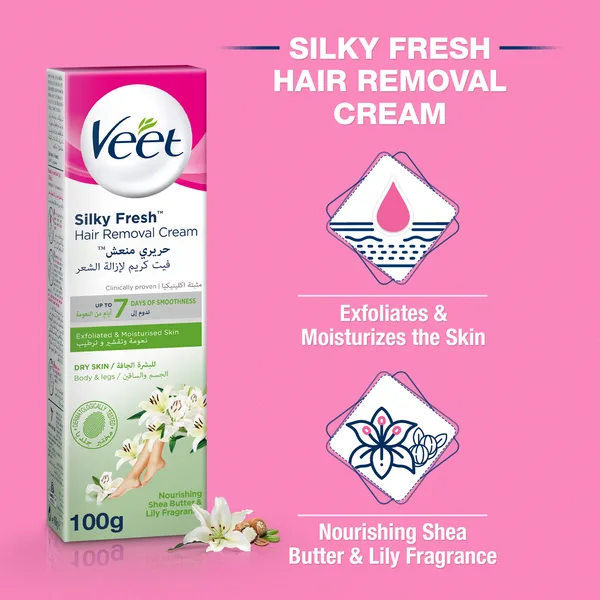 Veet Shea Butter & LiLy Fragrance Hair Removal Cream for Dry Skin Legs & Body 100 g (2)