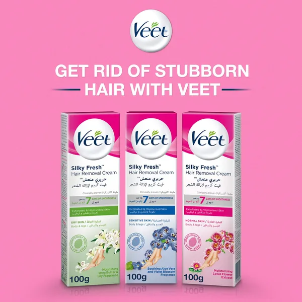 Veet Shea Butter & LiLy Fragrance Hair Removal Cream for Dry Skin Legs & Body 100 g (6)
