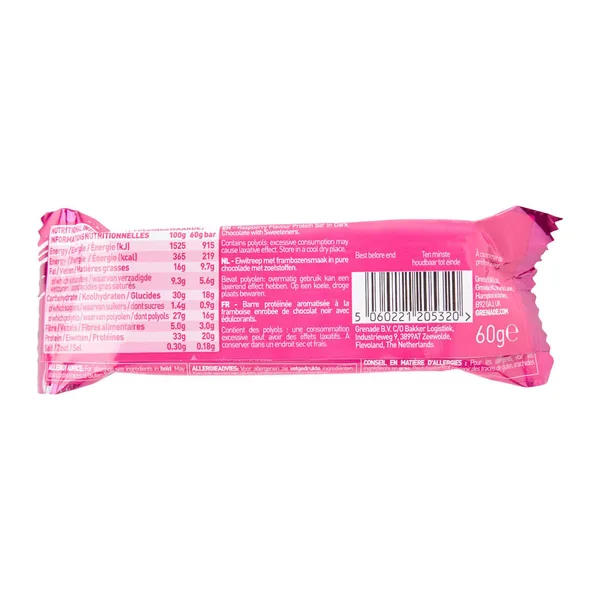 Grenade 20g Protein Dark Chocolate Raspberry Flavour Protein Bar 60 g (2)