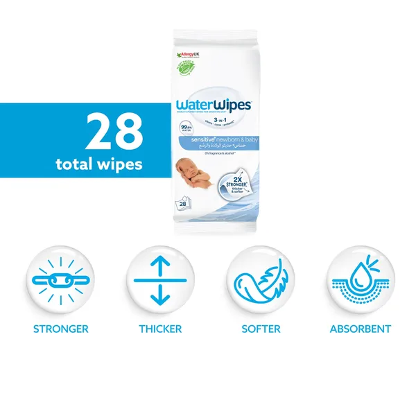 WaterWipes Sensitive+ Newborn & Baby Wipes 28 pcs (2)