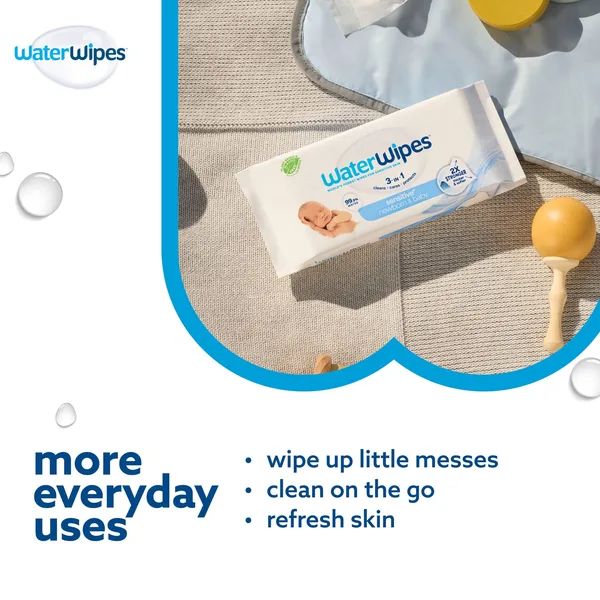 WaterWipes Sensitive+ Newborn & Baby Wipes 60 pcs (6)