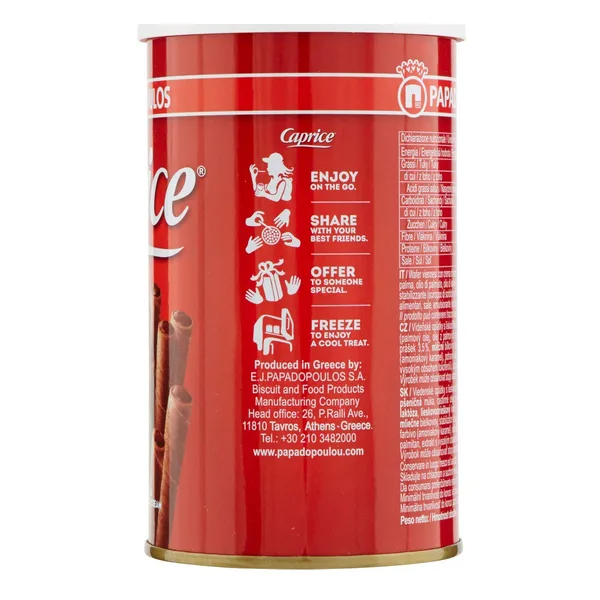Papadopoulos Caprice Wafer Rolls with Hazelnut and Cocoa Cream 250 g (2)