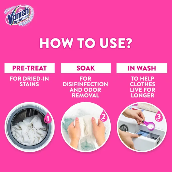 Vanish Crystal White Fabric Oxi Action Stain Remover Powder 900 g (5)