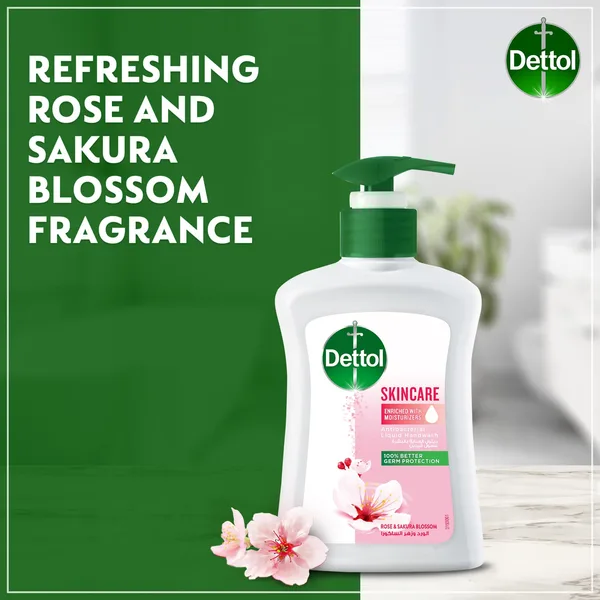 Dettol Skincare Liquid Handwash Pump Rose & Sakura Blossom Scent 200 ml (6)