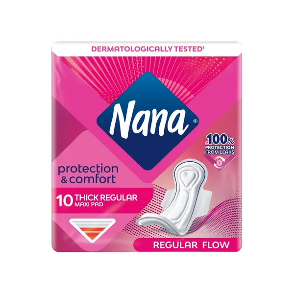 Nana Protection & Comfort Maxi Thick Sanitary Pads with Wings For Regular Flow 10 pcs (2)
