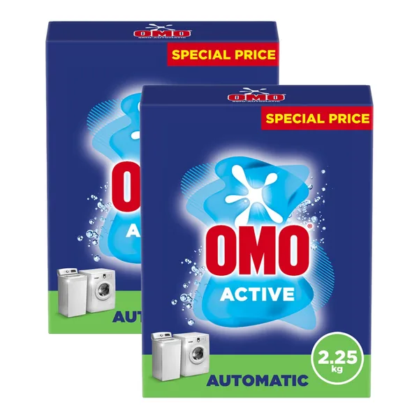 Omo Automatic Powder Laundry Detergent, Active Value Pack 2 x 2.25 kg