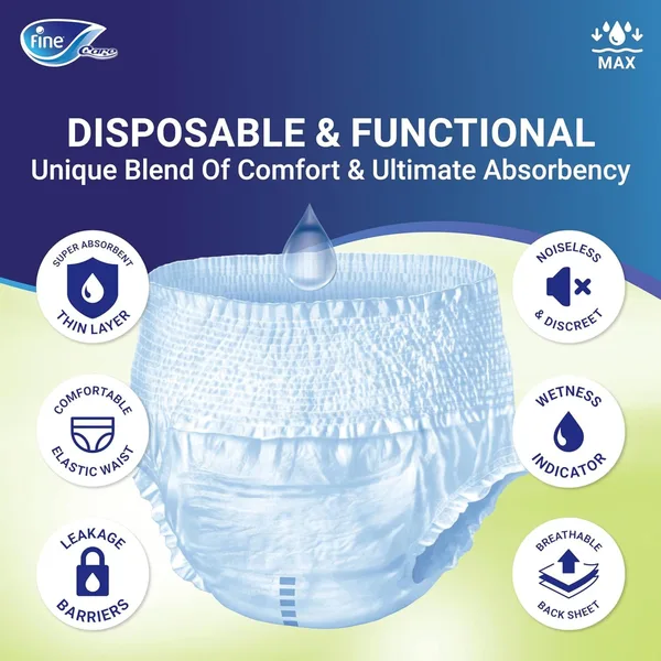 Fine Care Incontinence Adult Pull-Ups Pants Unisex Medium Waist Size 80 - 110 cm 14 pcs (5)