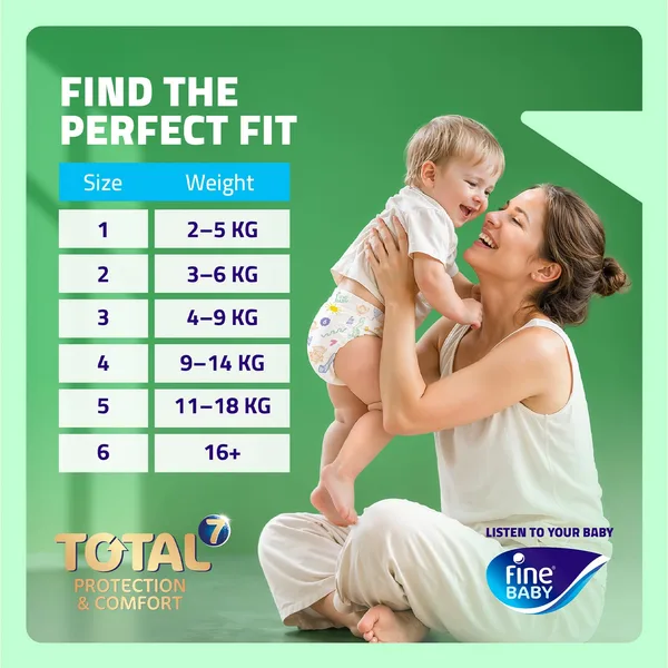 Fine Baby Total 7 Diapers Size 4 Large 7-14 kg Mega Pack 74 pcs (7)