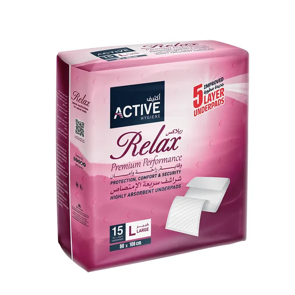 Active Hygiene Relax Premium Performance Underpads Size 80 x 100cm Large 15 pcs (2)