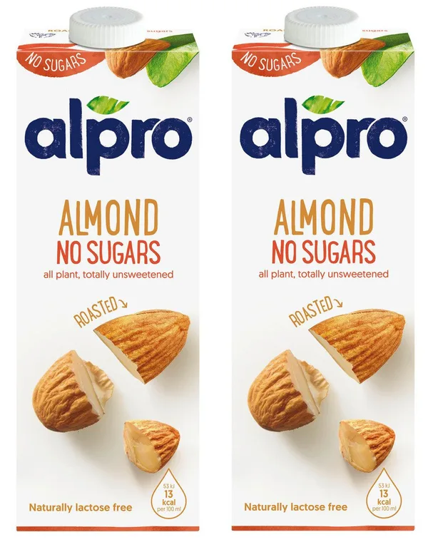 Alpro Unsweetened Roasted Almond Drink 2X1L