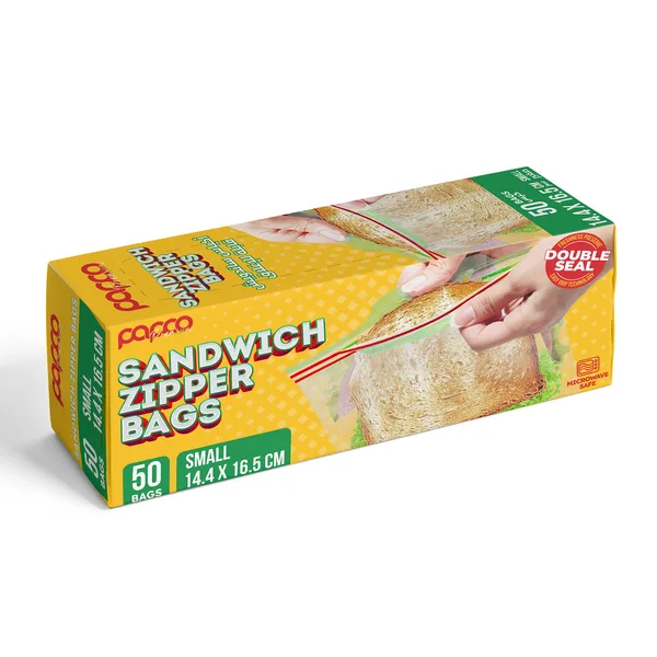 Papco Premium Double Seal Sandwich Zipper Bags Small 14.4 x 16.5 cm 50 pcs (2)